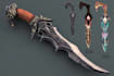 draw custom weapon gun, knife or items, finished 2d concept
