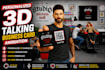create a talking personalized 3d business card animation with qr code