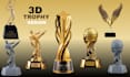 create 3d trophy model cup model award model medal design and trophy design