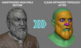 do 3d retopology 3d sculpt model uv mapping textures, unwrap polycount 3d rig