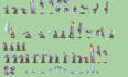 create 8bit, 16bit pixel art character, 2d pixel animation, sprite sheet, rpg