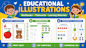 create educational illustrations for workbooks flashcards and learning materials