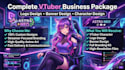 design complete vtuber business package, logo, banner and character