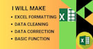 make any  ms excel data cleaning and formatting in 12 hours