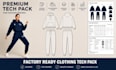 create streetwear hoodie tech pack technical flat sketch for manufacturing