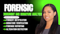do forensic documents analysis, forensic accounting, authenticity verification
