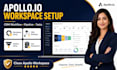 setup apollo io workspace, CRM workflow, pipeline and task management