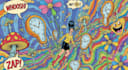 draw psychedelic illustration with retro comic art style