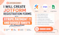 create jotform registration forms, stripe payment and google sheets automation