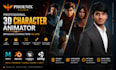 create 3d character animation in maya, blender, unreal and unity