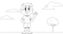 draw simple cartoon line art illustration