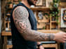 create sleeve tattoo design in geometric style