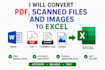 convert PDF, word and scanned files to excel