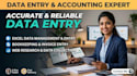do professional excel data entry, copy paste, and accounting tasks