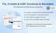 editable, create and design invoice, receipt, bill book layout perfectly
