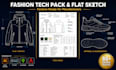 create fashion tech pack clothing tech pack flat sketch for manufacturing
