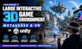 create large interactive 3d game environment metaverse and VR in unity