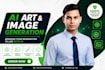 create stunning ai art ,custom image generation using midjourney and dell e3