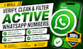 verify, clean and filter active whatsapp numbers