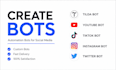 create tilda bot, youtube bot, tiktok bot, instagram api bot, twitter bot