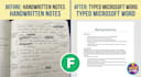 accurately retype the hand written notes, PDF, or images to word