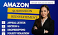 fix amazon section 3 suspension and account health issues