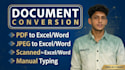 convert PDF to excel or image to excel , google sheets