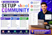 do skool website setup, skool community development, content calendar setup
