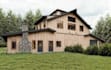design functional 2d floor plan, traditional barn house render, exterior visuals
