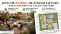 design airbnb outdoor layout, landscape, and site utilization plan