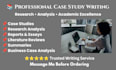write professional case studies, research analysis, reports and summaries