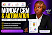 setup monday CRM automation workflow zapier zoho make com n8n project management