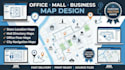 design office map, mall map, store location, business map and city map