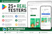 test app with 25 testers and publish on play store ios