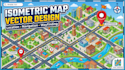illustration map, isometric vector map, location map, navigation way finding map