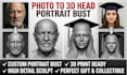sculpt realistic 2d to 3d head bust head model photo to 3d sculptor stl printing