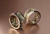 create a vintage minimalist 14k gold diamond rings with gems setting rendering,