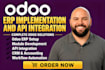 implement odoo erp, develop and customize odoo modules and API integration