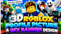 design high quality 3d roblox gfx banner, thumbnail roblox pfp profile picture
