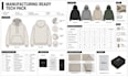 create hoodie jogger and activewear tech pack with flat sketch for manufacturing