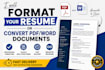 format your resume or convert PDF, word documents