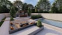 create 3d landscape design, site plan, garden, backyard layout with 3d rendering