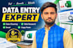 do accurate data entry, excel data entry , copy paste and web research