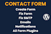 create or fix wordpress contact form, fix smtp error, email notification