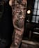 design a custom tattoo sleeve, black and grey tattoo concept