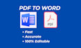do fast accurate PDF to word conversion and ms word typing