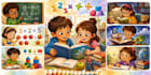 illustrate educational books and learning materials for children