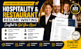 write ats hospitality, hotelier, restaurant, bartender, chef, server resume cv