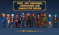 pixel art creations, animations and character design