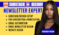 setup substack account substack post design substack beehiiv newsletter beehive